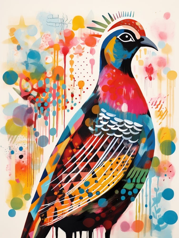 Bird Painting Collage Pheasant 4
