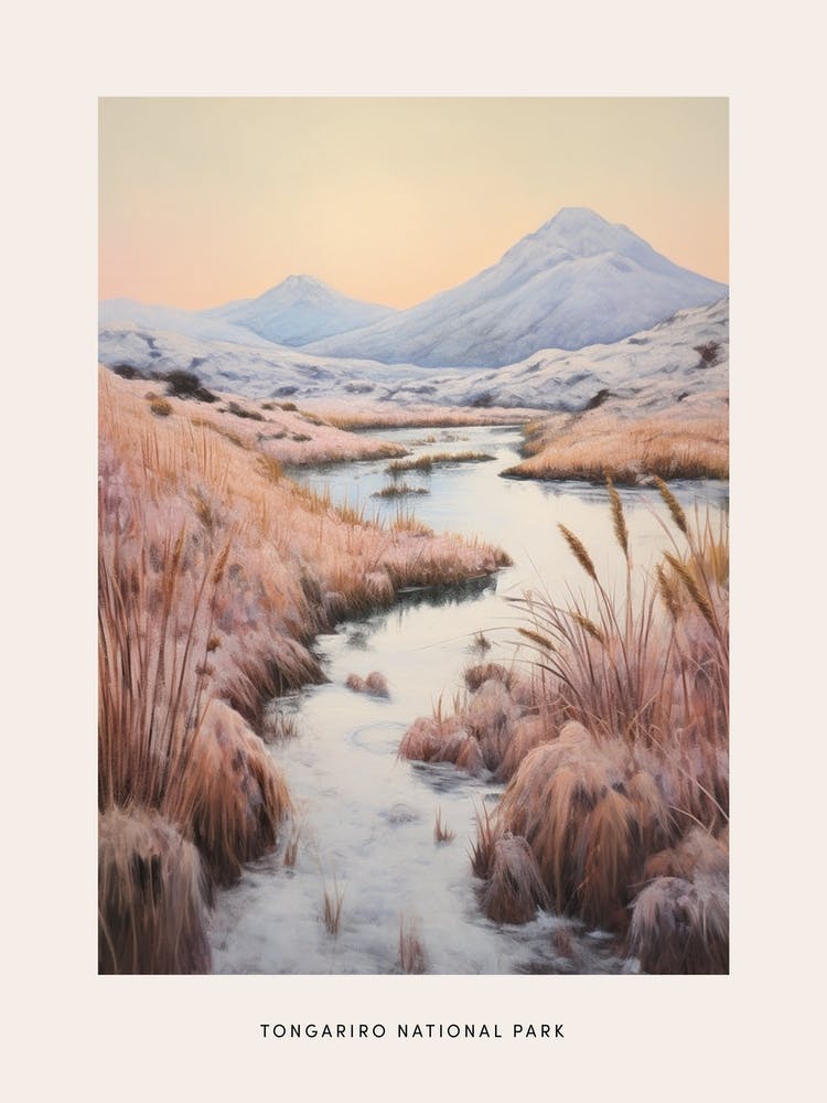 Dreamy Winter National Park Poster  Tongariro National Park New Zealand 2