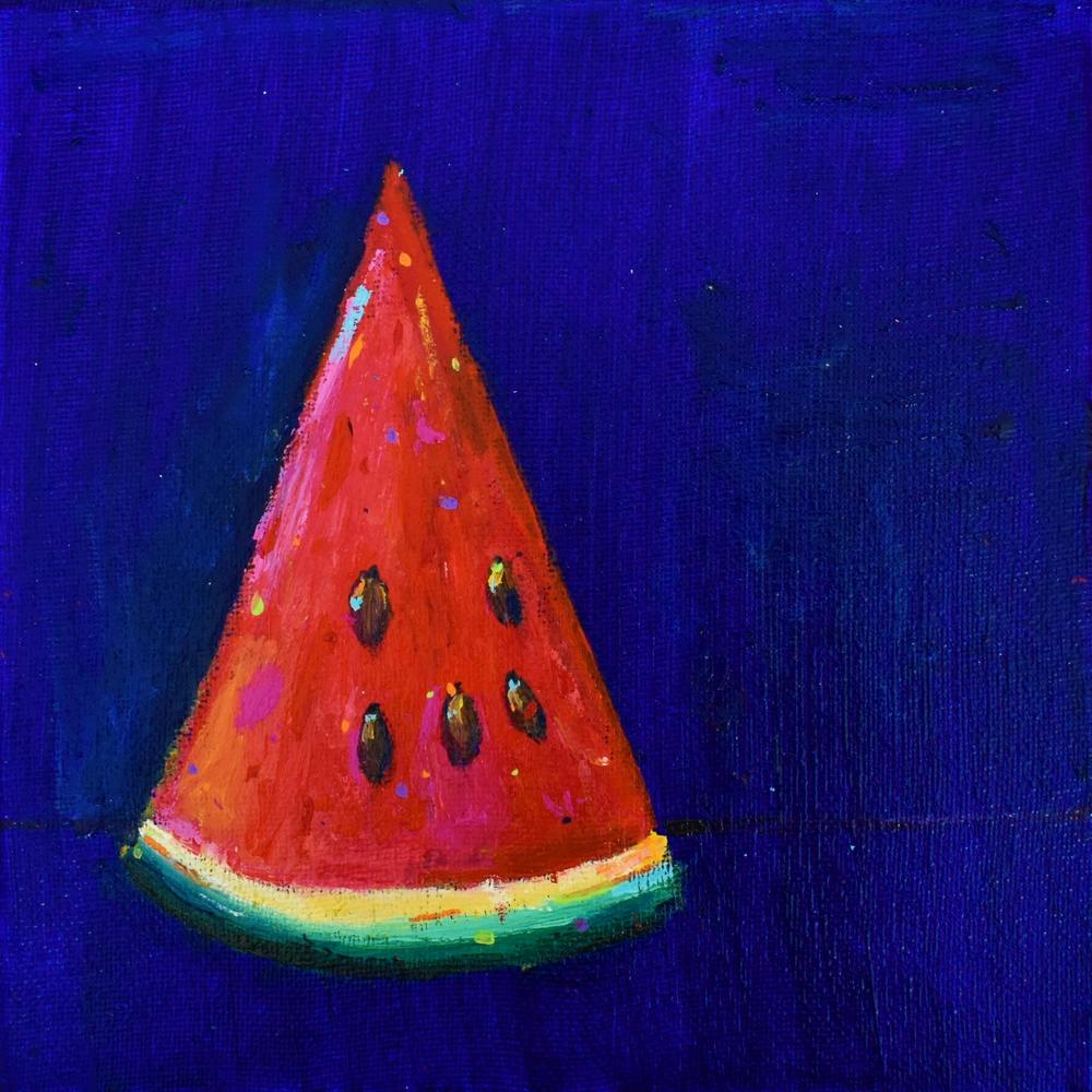 Watermelon On Blue Square
