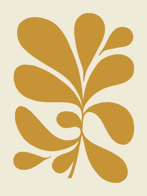 Minimal Abstract Matisse Leaf Cut-out - Ochre on Almond 2/2