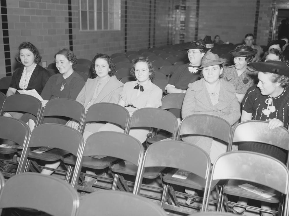 Group Of Women, Wives Of Members Of Southeast Missouri Farms, At A Meeting When Dr, Alexander Visited This Project