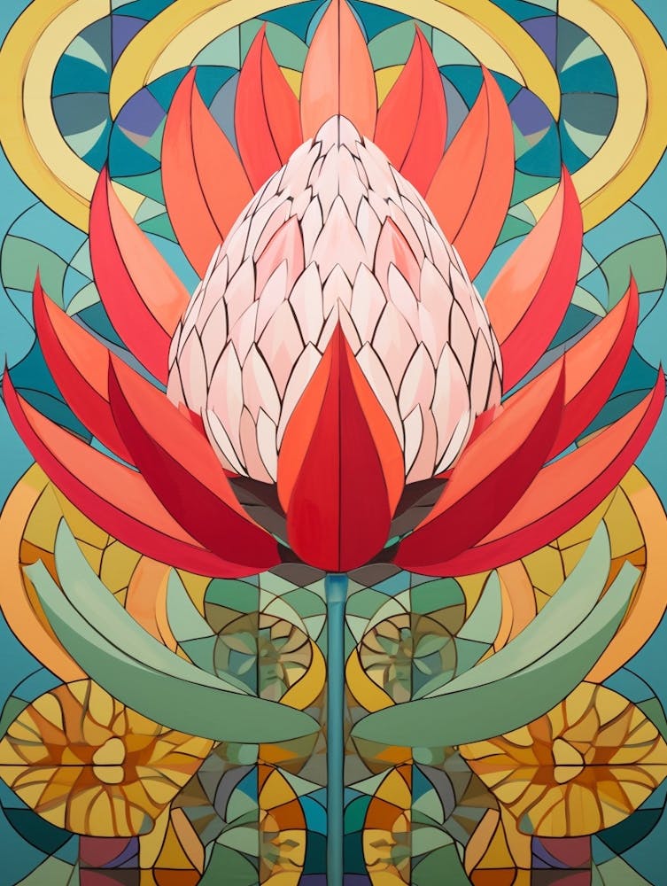Flower Motif Painting Protea