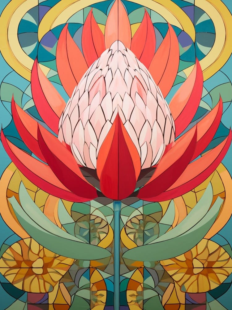 Flower Motif Painting Protea