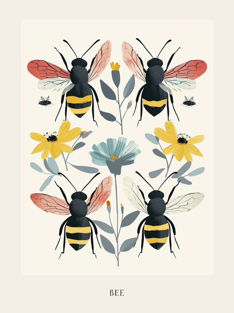 Colourful Insect Illustration Bee 10 Poster