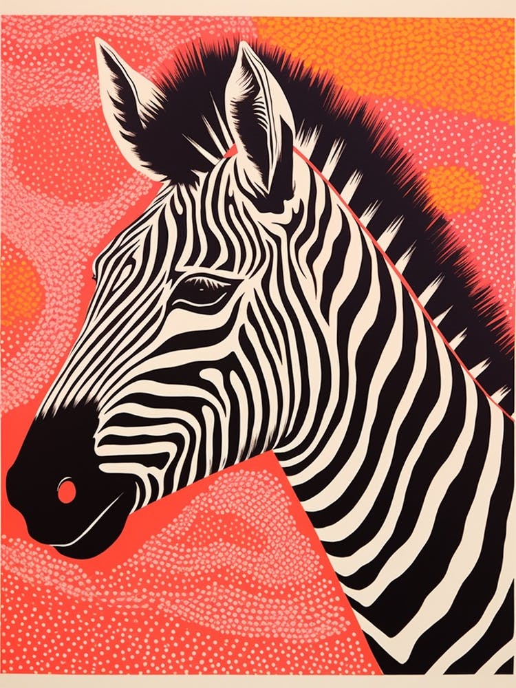 Red Dot Portrait Of Zebra