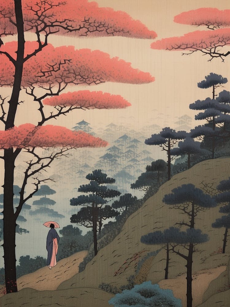 Hitsujiyama Park, Japan Vintage Travel Art 4