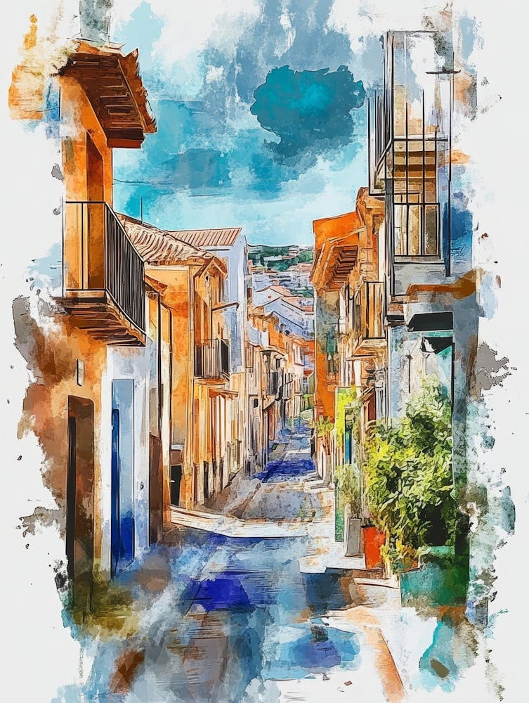 Painting Of Villajoyosa Town, Spain