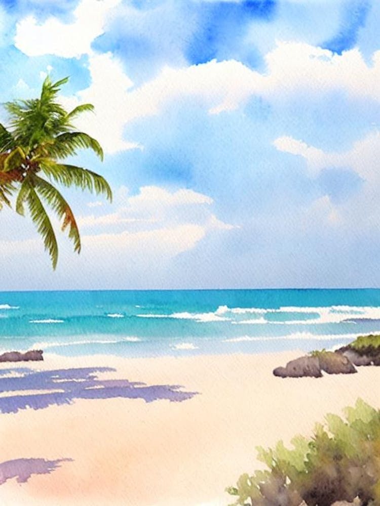 Tulum Beach 2, Mexico Watercolour