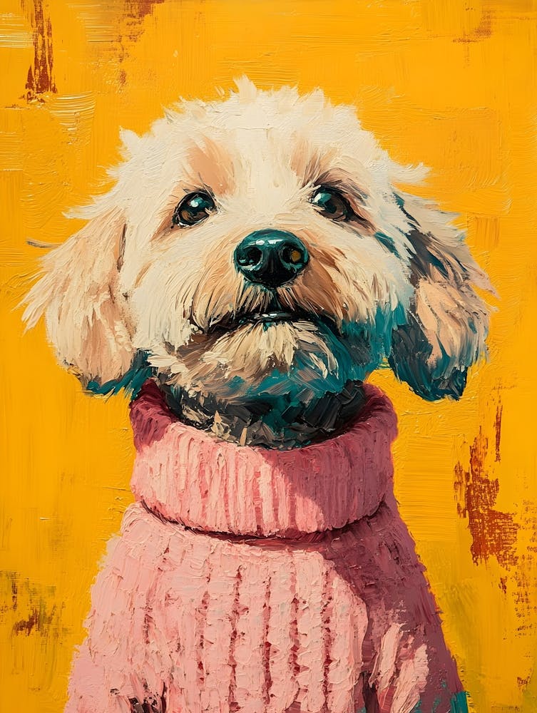Goldendoodle In Pink Sweater 4