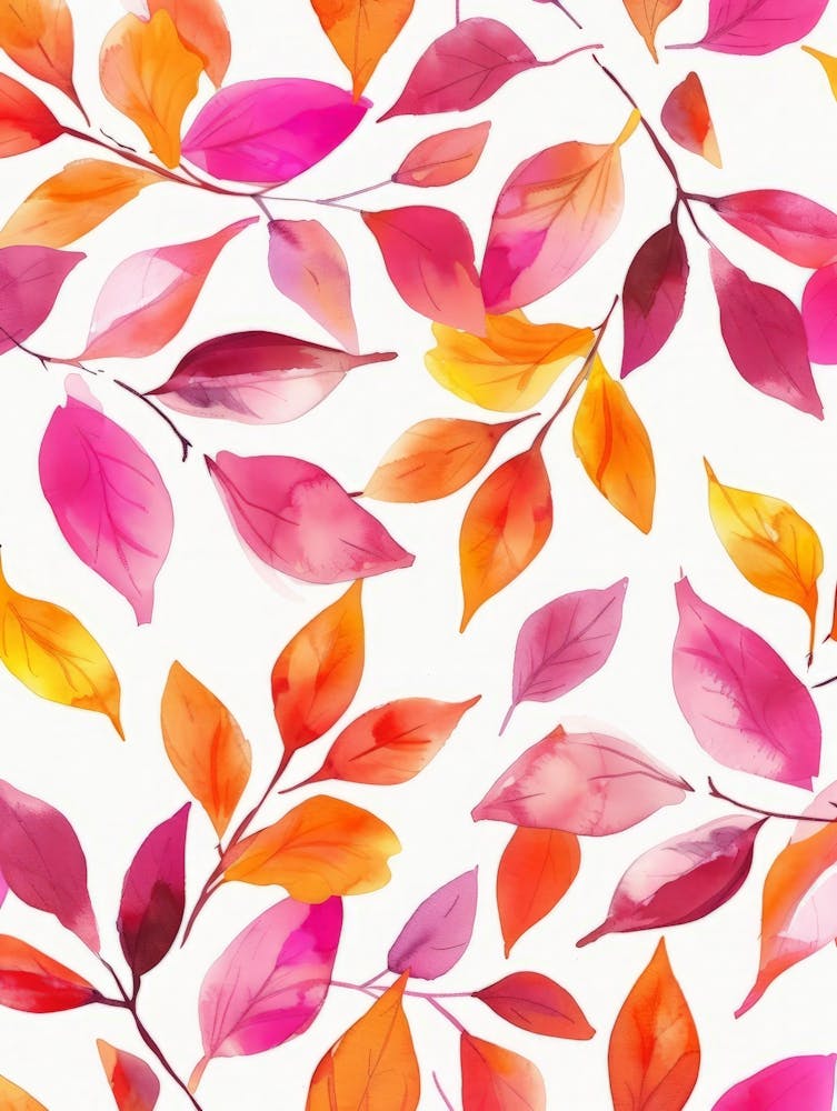 Watercolor Autumn Leaves Seamless Pattern
