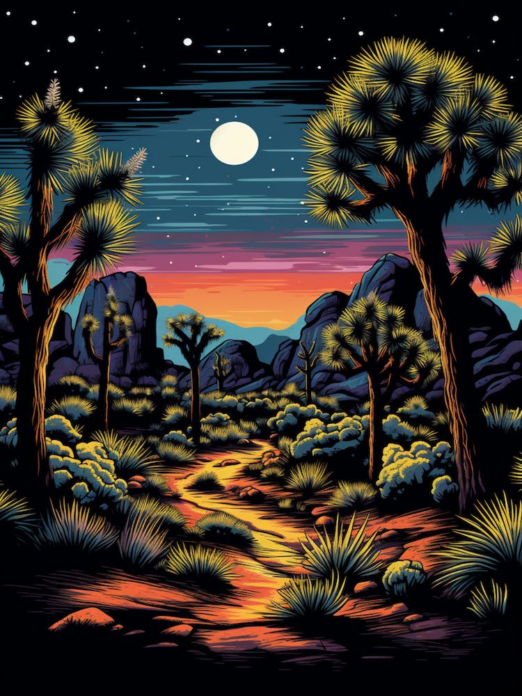 Joshua Tree At Night In South Western Style (1)