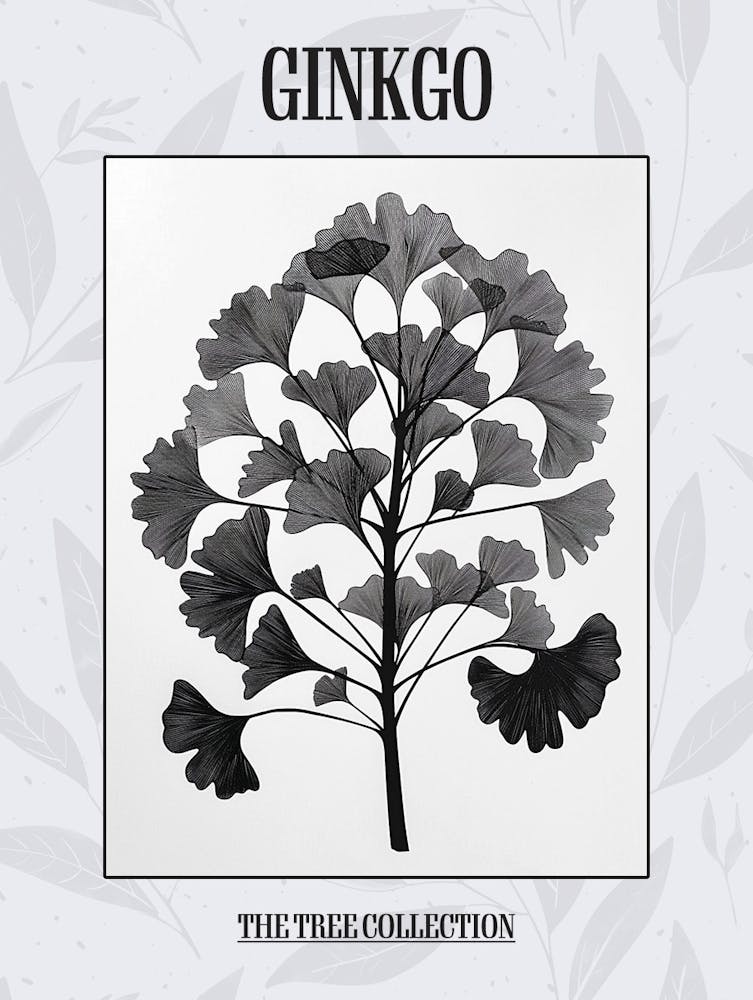 Ginkgo Tree Simple Geometric Nature Stencil 4 Poster