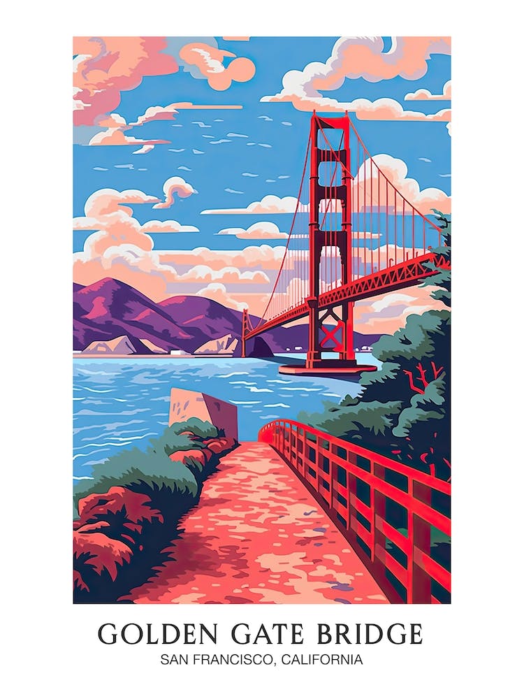 Golden Gate Bridge San Francisco Colourful 6 Travel Poster