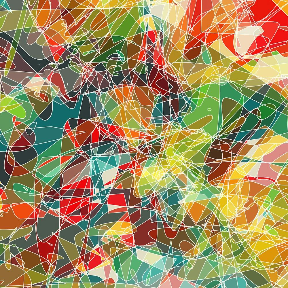 Abstract Painting with White Line Art