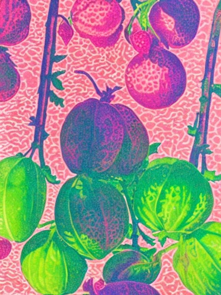 Groseille à Maquereau 1 - Affiche Rétro Risographie - Fruit