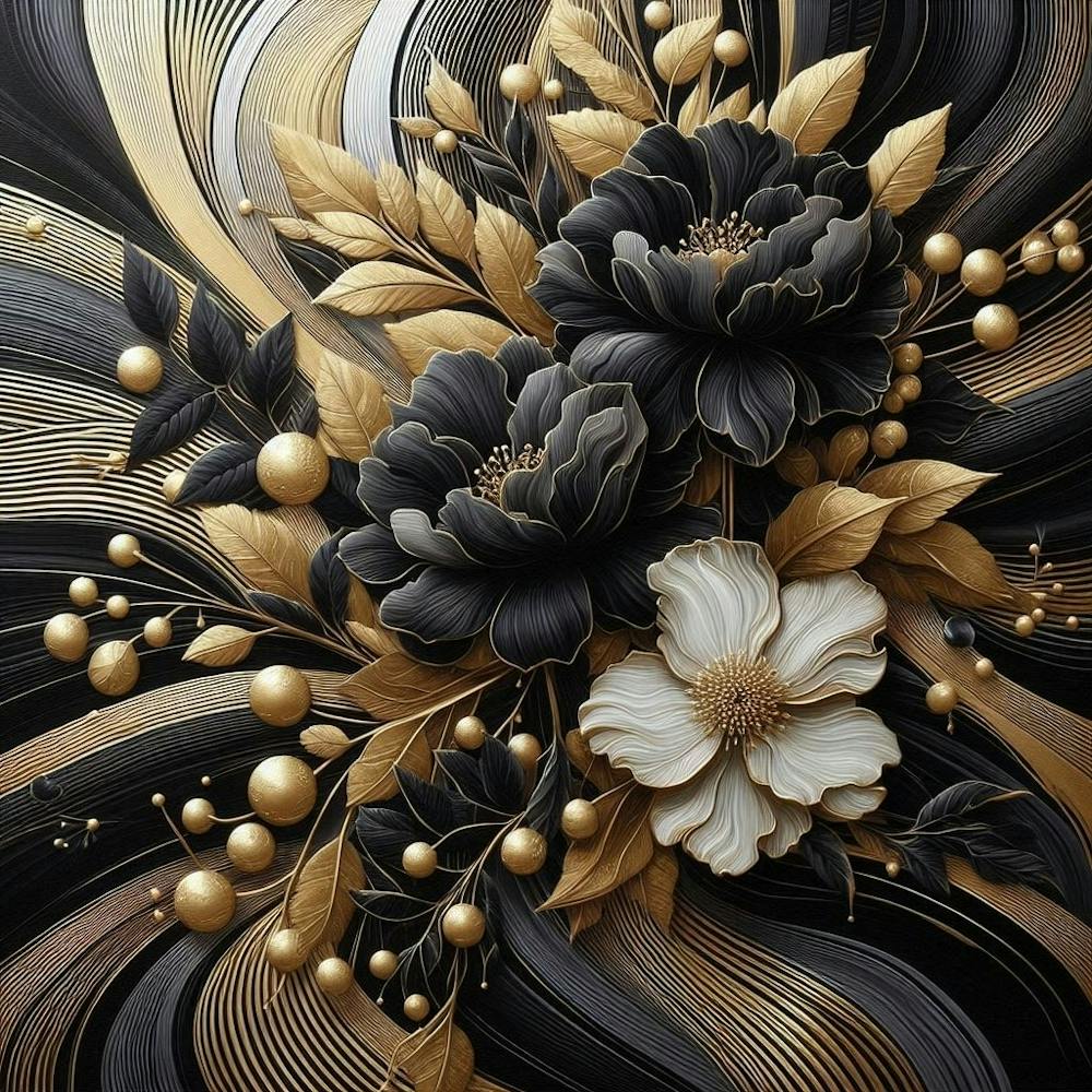 Black And Gold Flowers 1