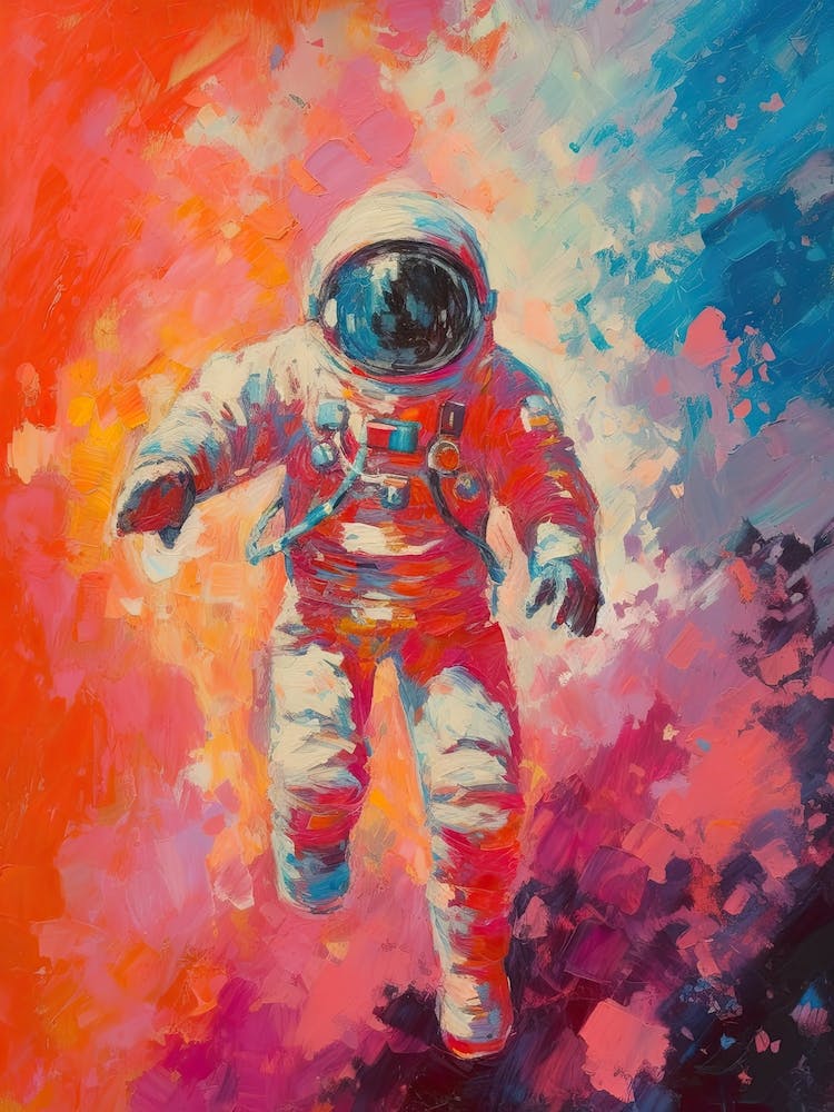 Astronaut Colourful Oil Painting 4