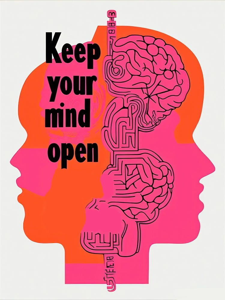 Keep Your Mind Open Graphic Wall Art 3d Vintage Unique Eclectic