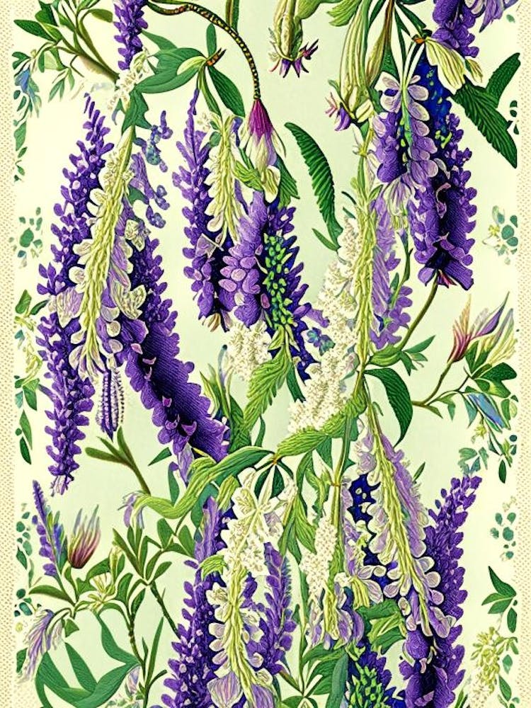 Wisteria Floral 1 Botanical Vintage Poster Flower