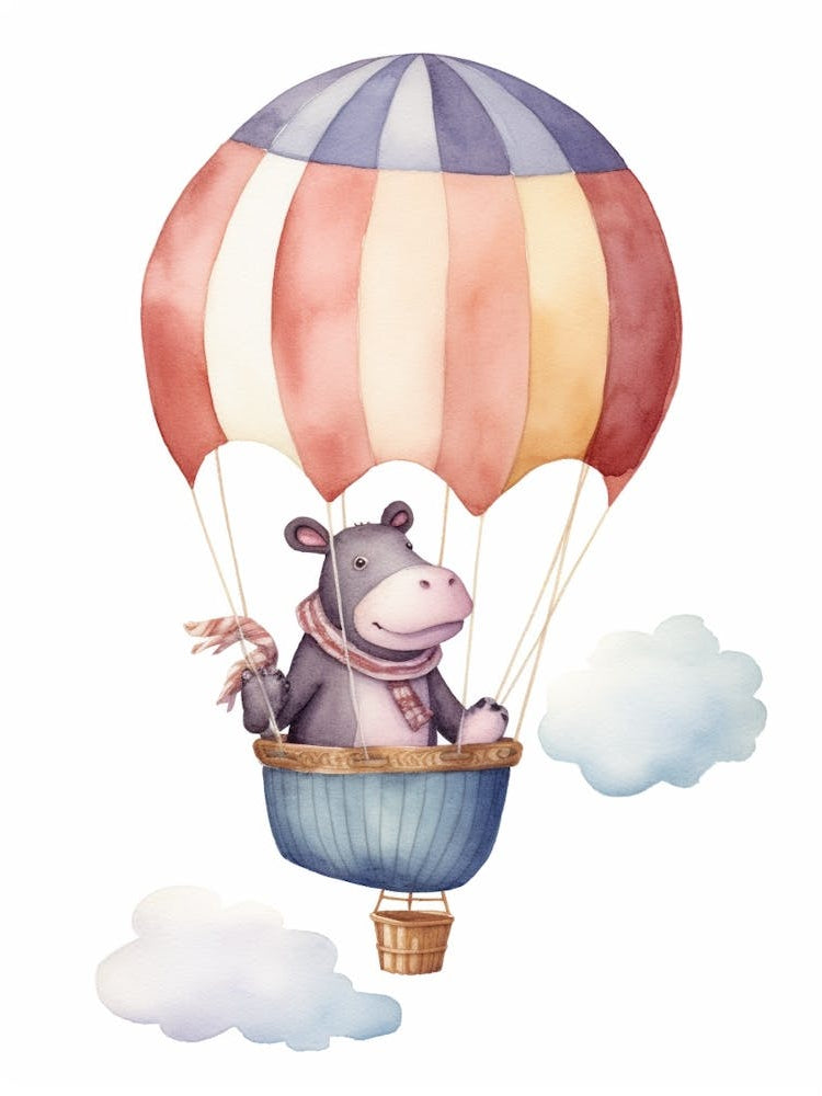 Baby Hippo 2 In A Hot Air Balloon
