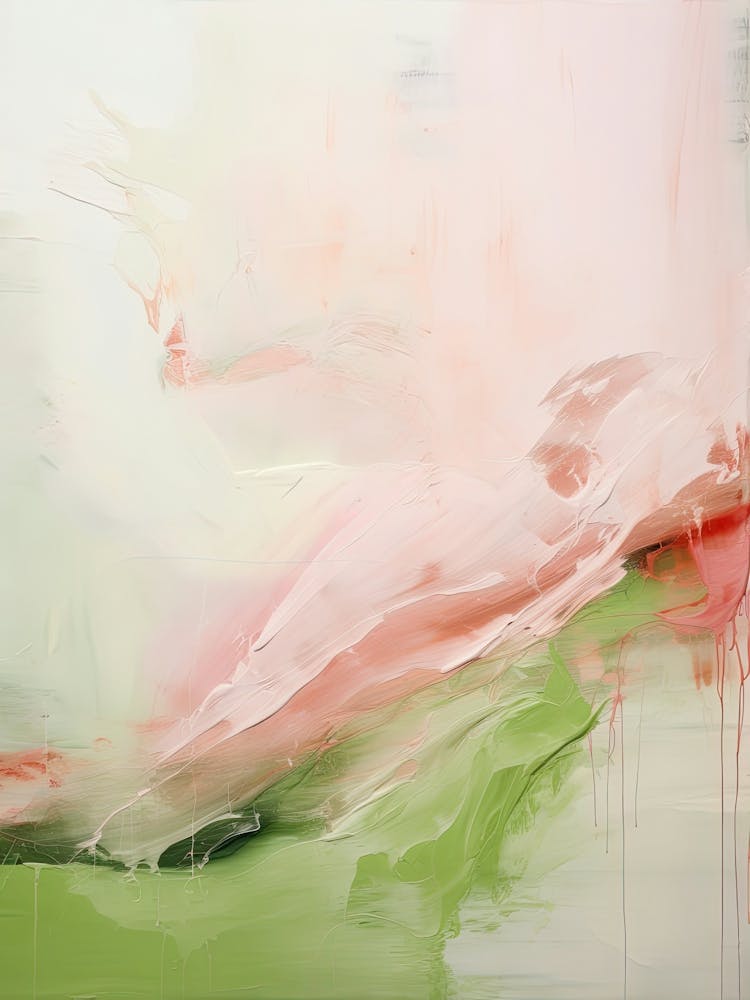 Pink And Green Abstract Raw Painting 0