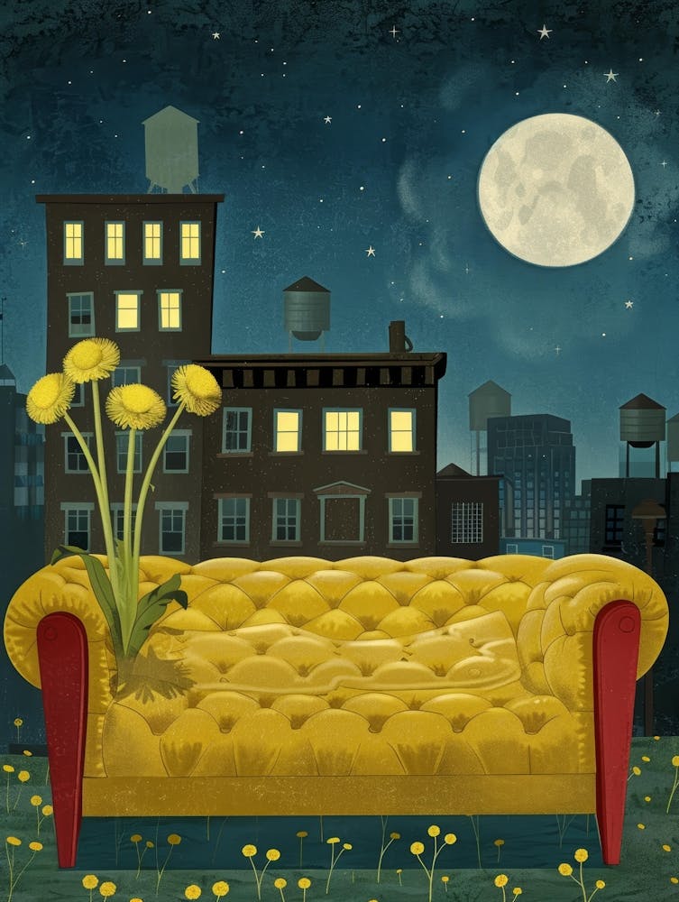 Yellow Couch At Night
