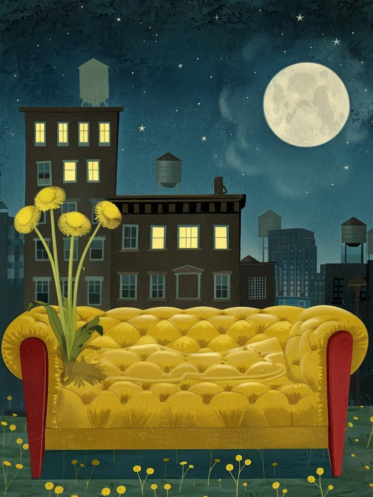 Yellow Couch At Night