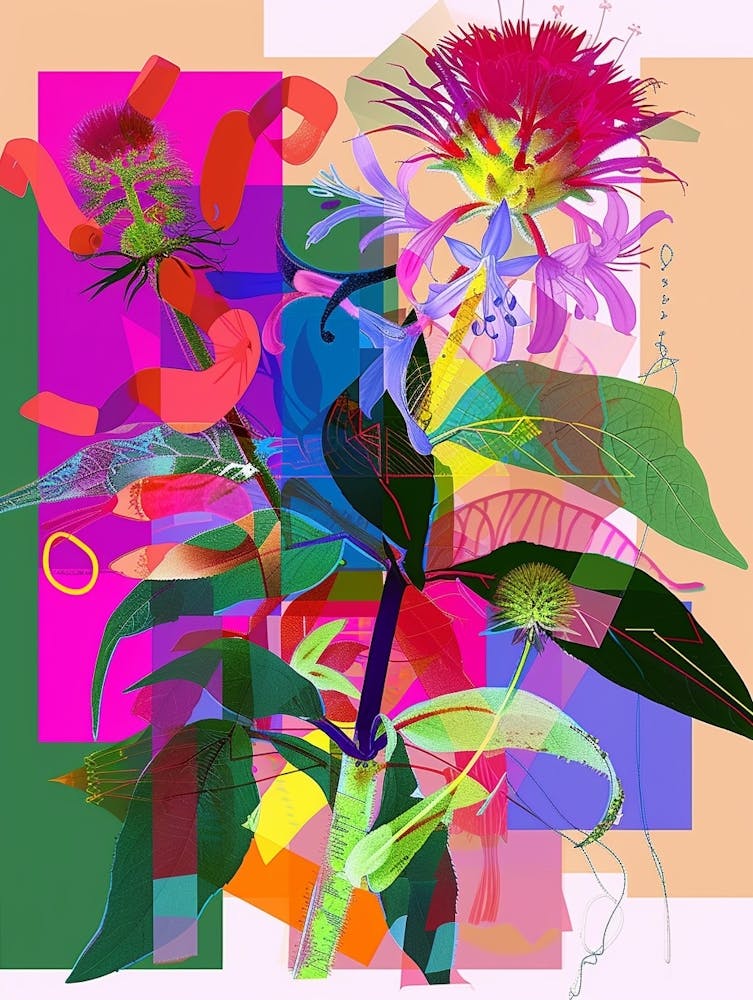 Bee Balm 3 Neon Flower Collage