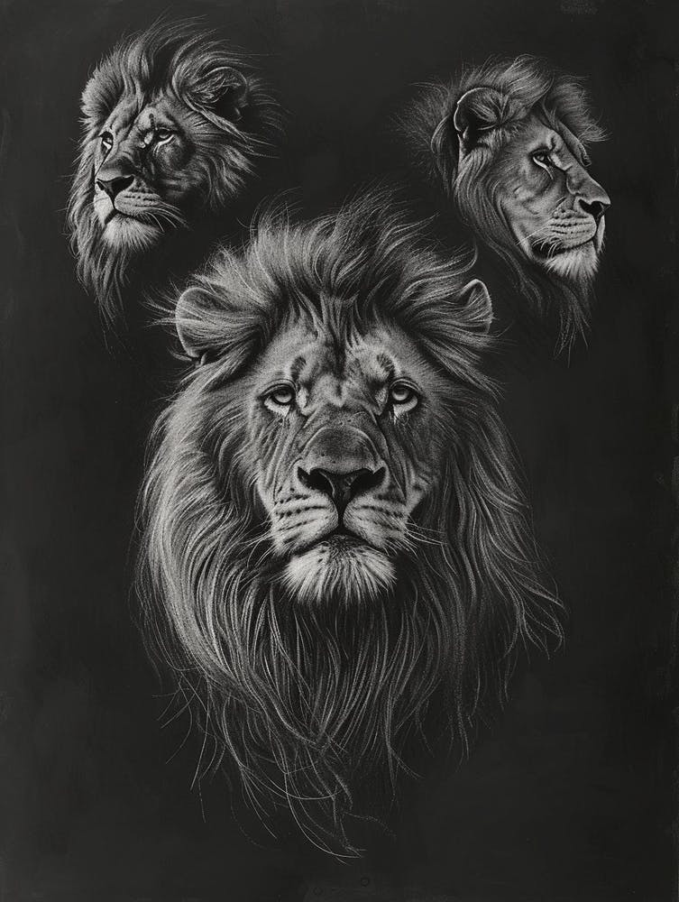 Barbary Lion Charcoal Drawing 2