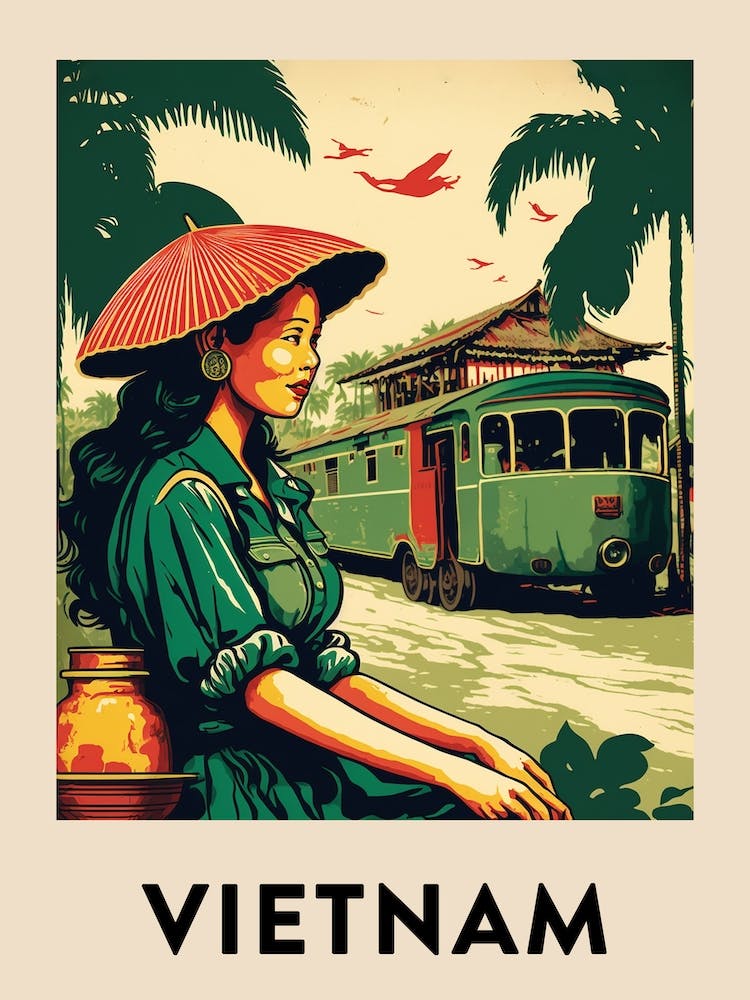 Vietnam 5 Vintage Travel Poster