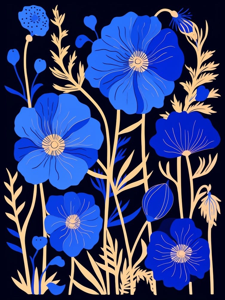 Blue Flower Illustration Love In A Mist Nigella 5