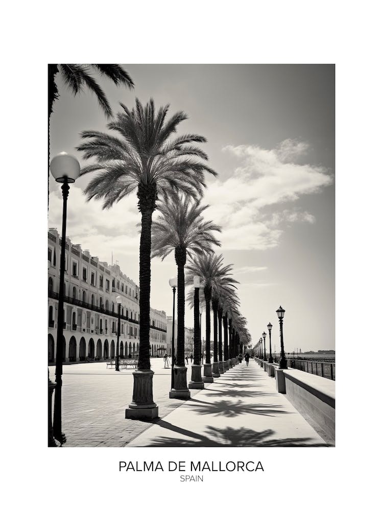 Poster Of Palma De Mallorca, Spain, Black And White Analogue Photography 4