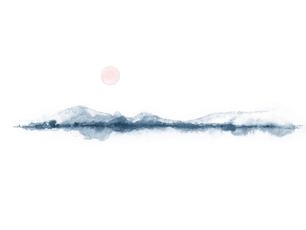 Watercolor Sunset Blue And Pink