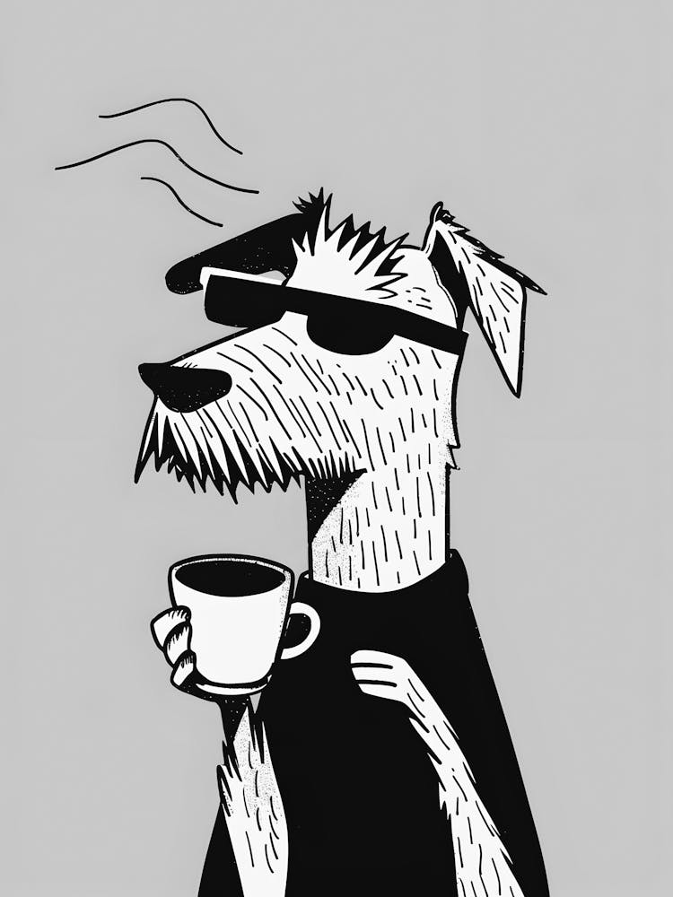 Dog With A Cup Of Coffee 1