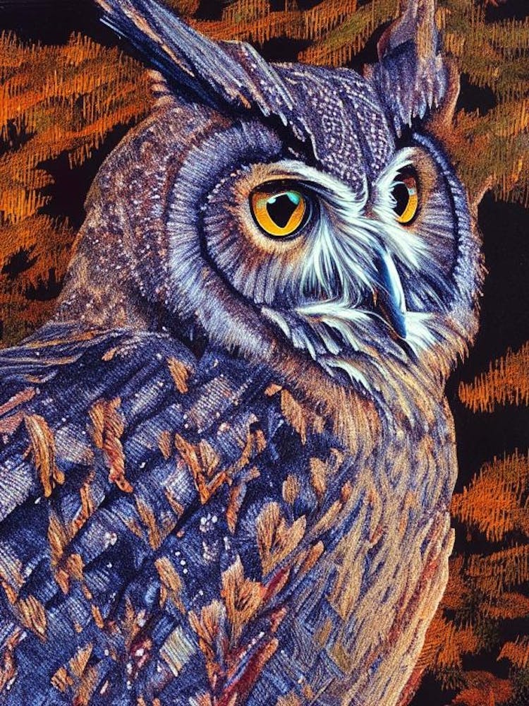 Eastern Screech Owl Pointillism Bird