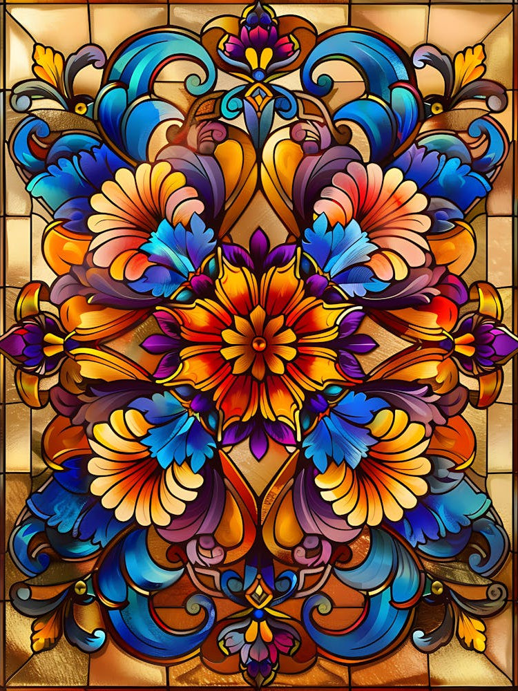 Colorful Stained Glass Flowers 3