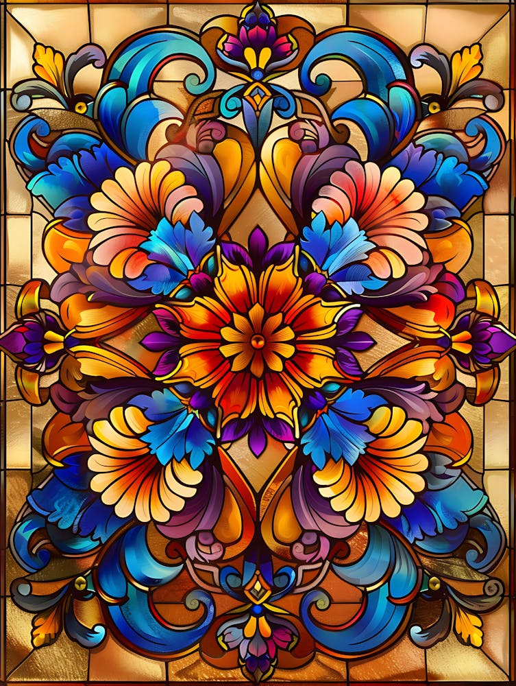 Colorful Stained Glass Flowers 3