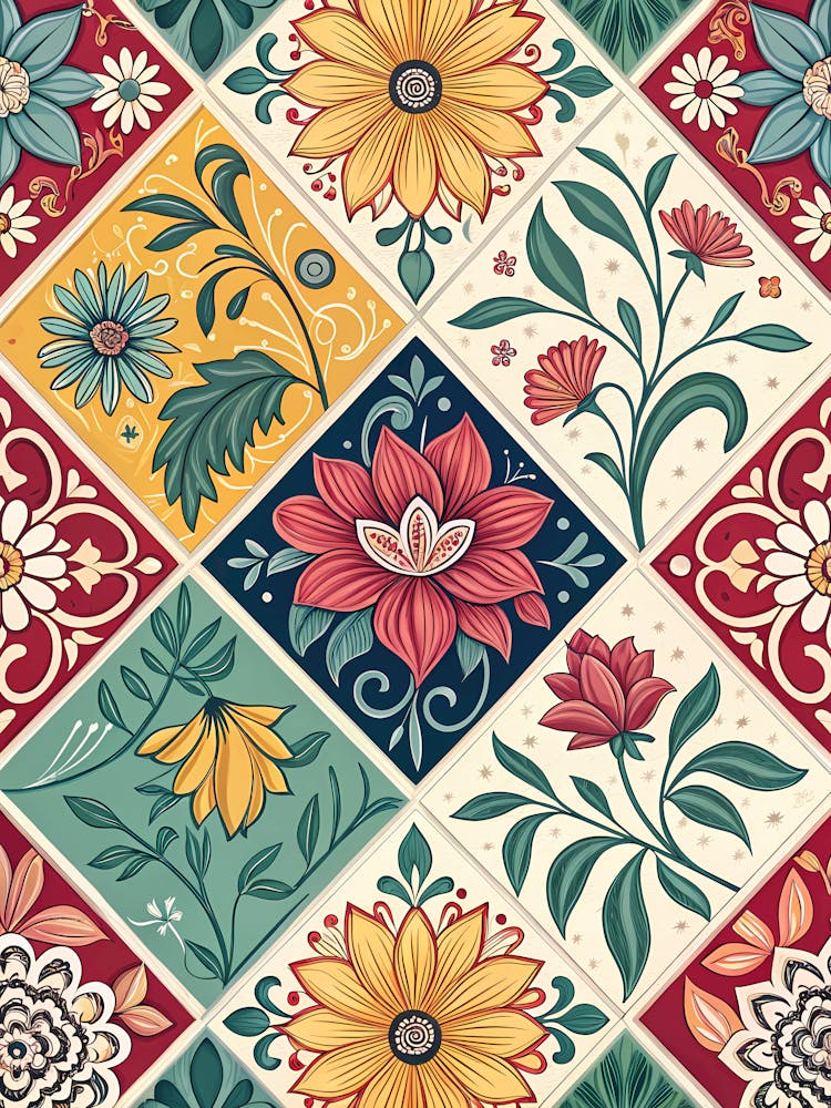 Bohemian Floral Tiles Bold Repeating Patterns