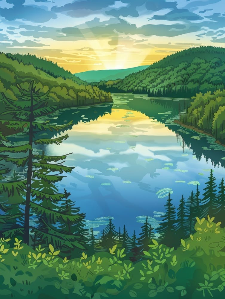 Landscape With Lake And Forest