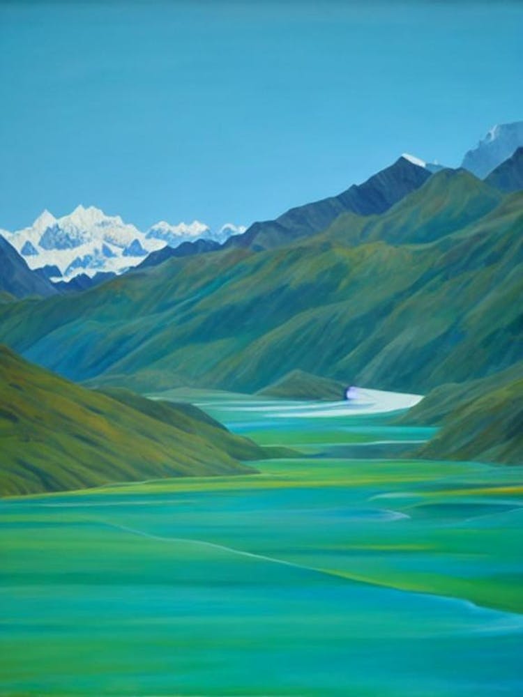 Huascarán National Park Peru Blue Oil Painting 1 