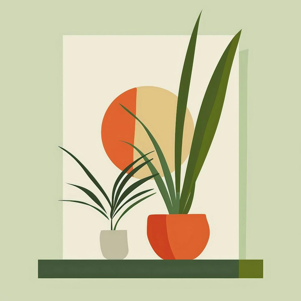 Two Plants On A Shelf