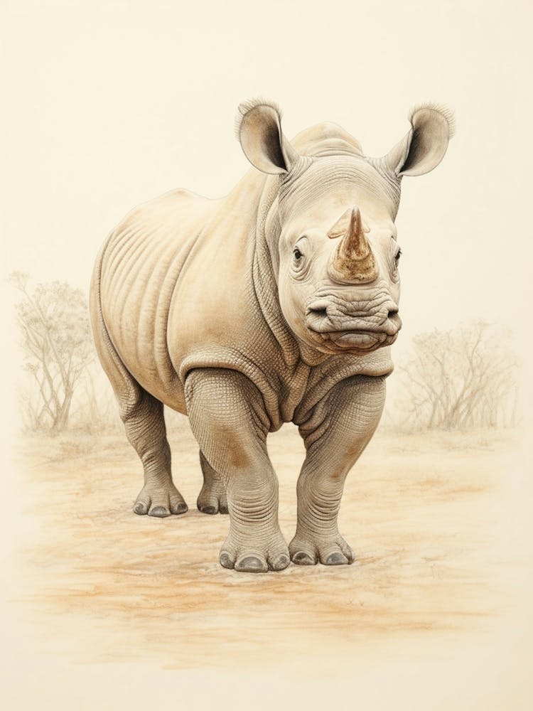 Rhino Walking Through The Landscape Illustration 2