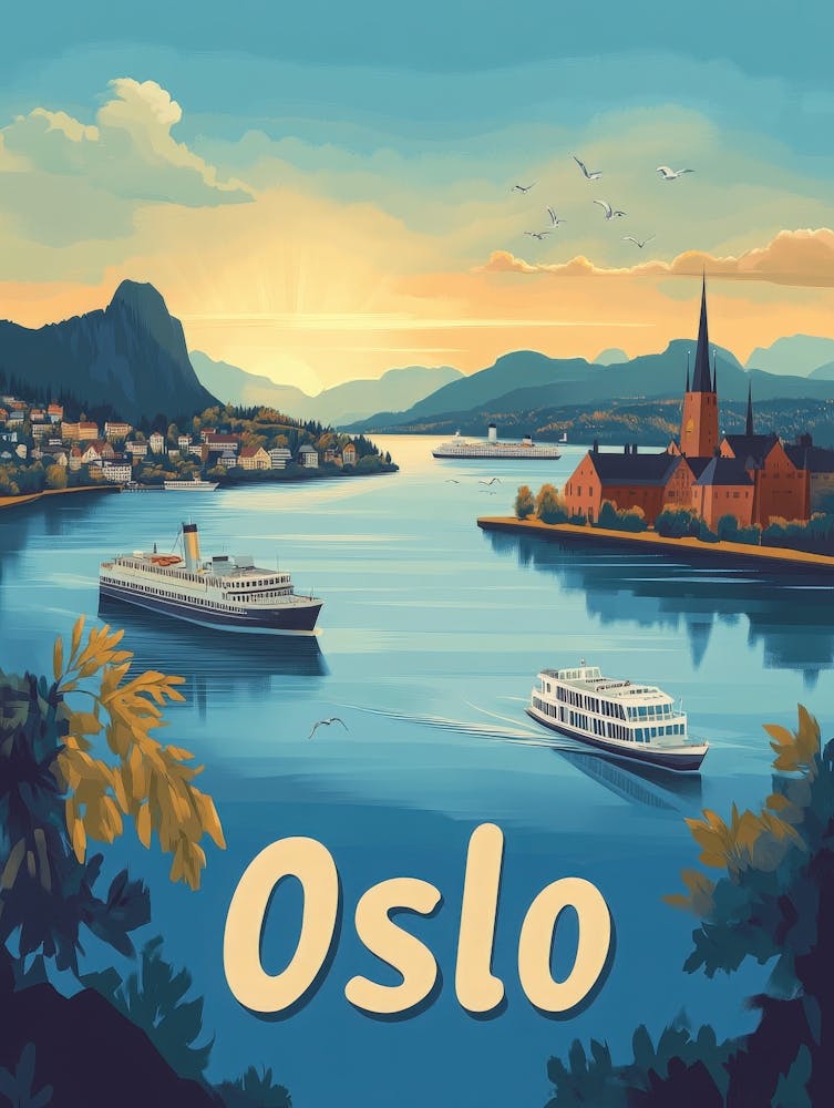Aihrgdesign A Mid Century Modern Travel Poster For Oslo 3