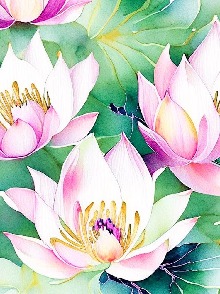 Lotusblumenmuster Aquarell 6