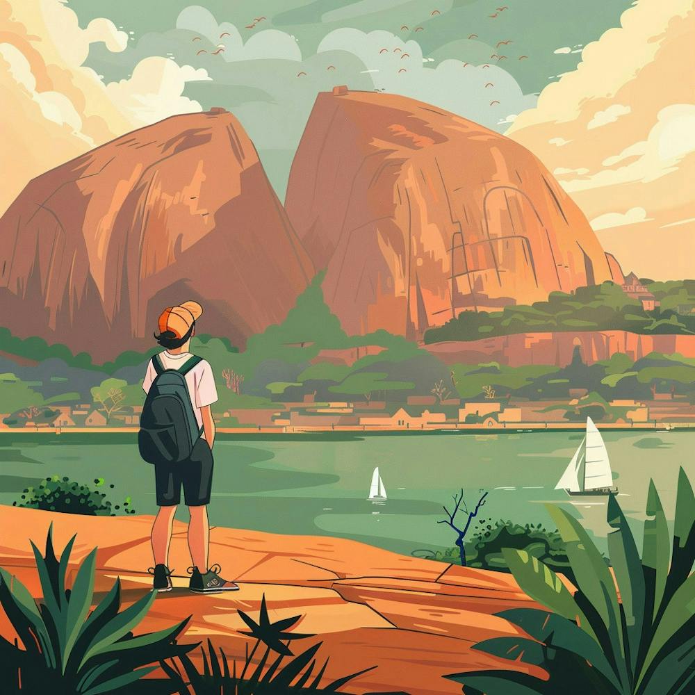 Illustration Of A Boy Looking At The Rocks
