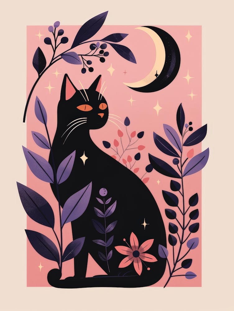Black Cat With Moon