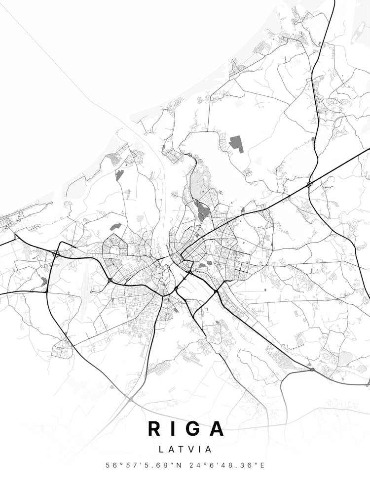 Riga Latvia White Map