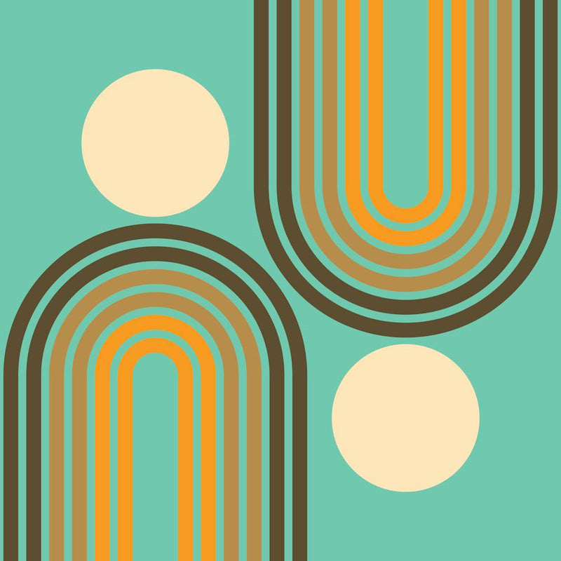 Mid Century Modern Geometric Rainbow And Sun Abstract A16 In Rustic Earthy Vibes Teal Brown Orange 02