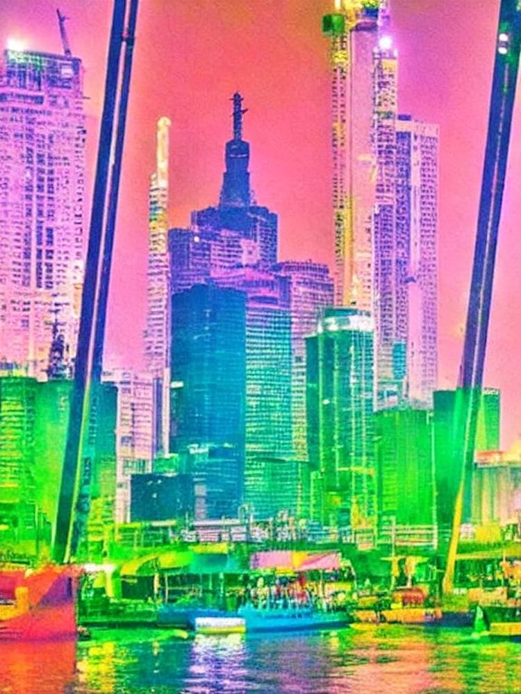 Port Of Mumbai India Retro Risograph Print 1 harbour