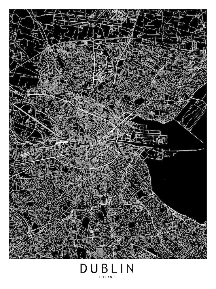 Dublin Black And White Map